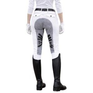 Devon-Aire White Dressage Full Suede Seat Silicone Grip Knee Patch Breeches 30